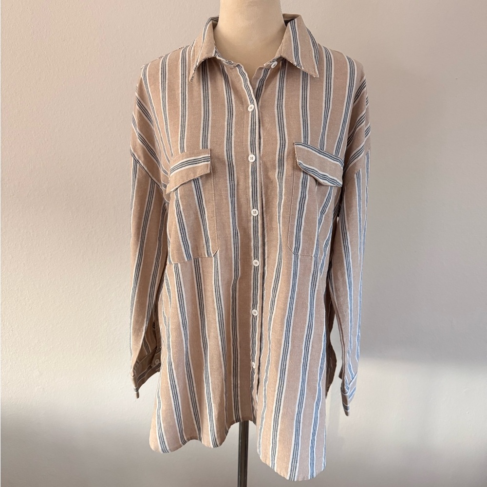 Miou Muse Striped Button-Up Shirt